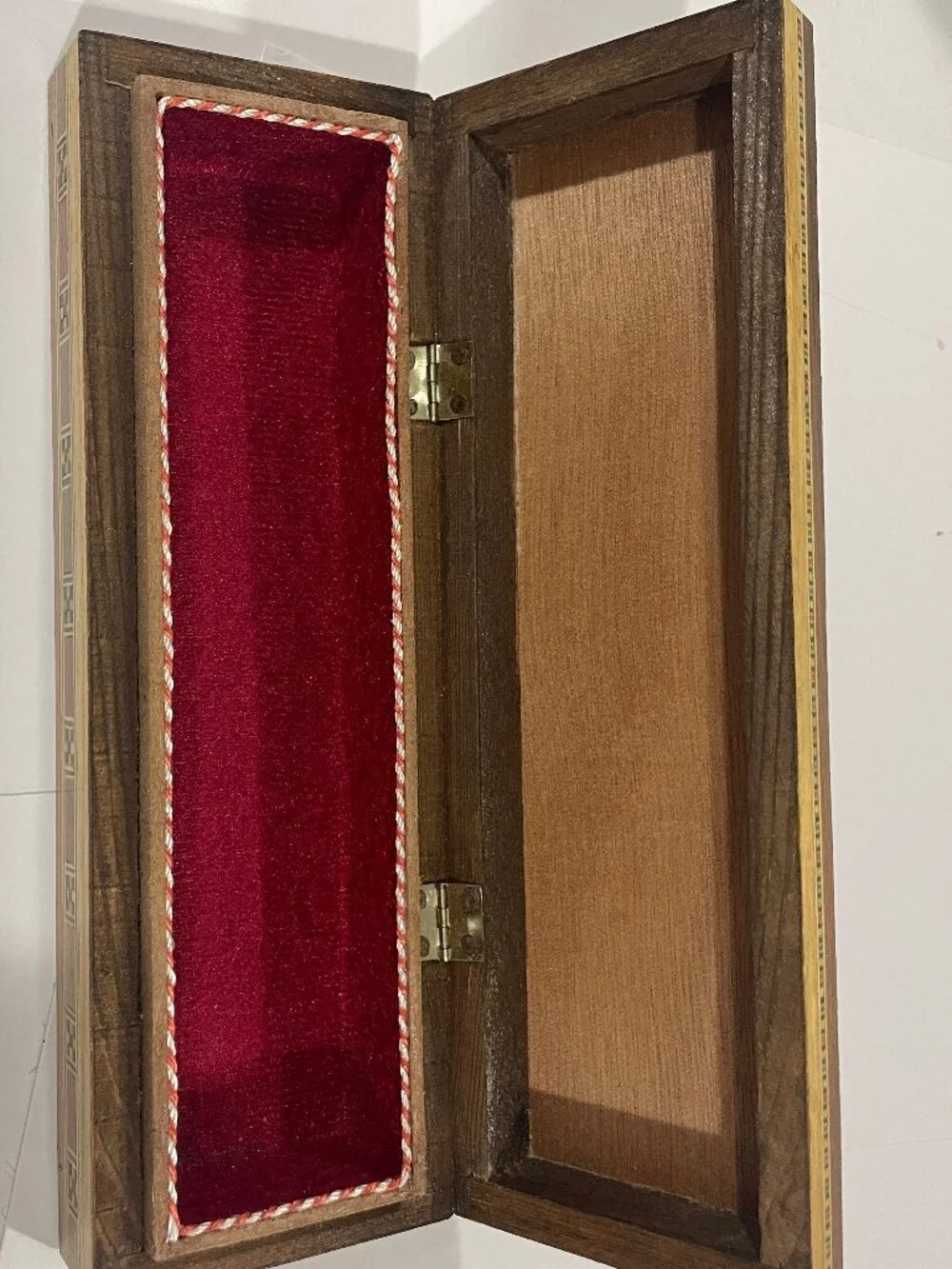 Vtg Persian Micro-Mosaic Wooden Marquetry Geometric Trinket Jewelry Box 9.25x3